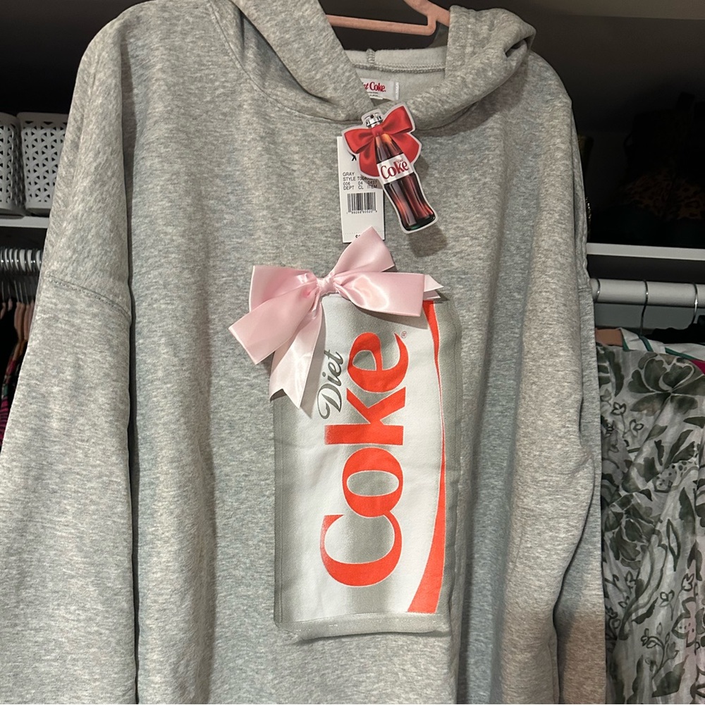 Diet Coke x Target Gray Hoodie with Pink Bow XXL